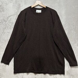 Vintage Laura Ashley UK Washable Pure New Wool XL Brown Sweater Eyelet Trim